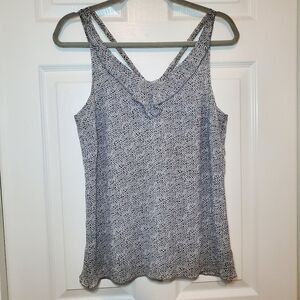 Cabi Tops Blouse Gray Black Adjustable Straps Flutter Cascade on Back Sz XSmall